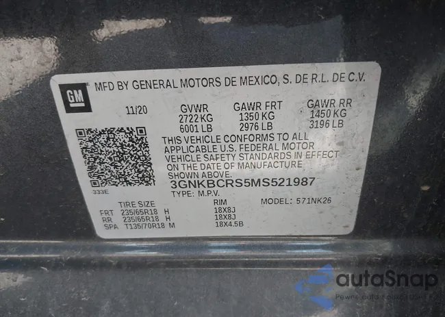 3GNKBCRS5MS521987: 42563924