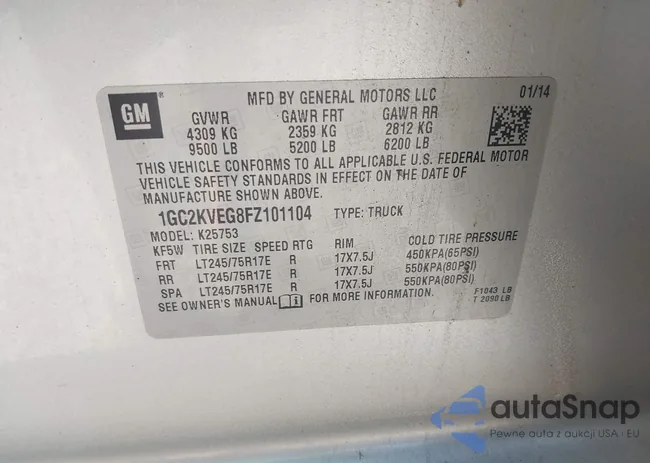 1GC2KVEG8FZ101104: 42563927