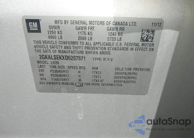 2GKALSEKXD6207871: 42564061