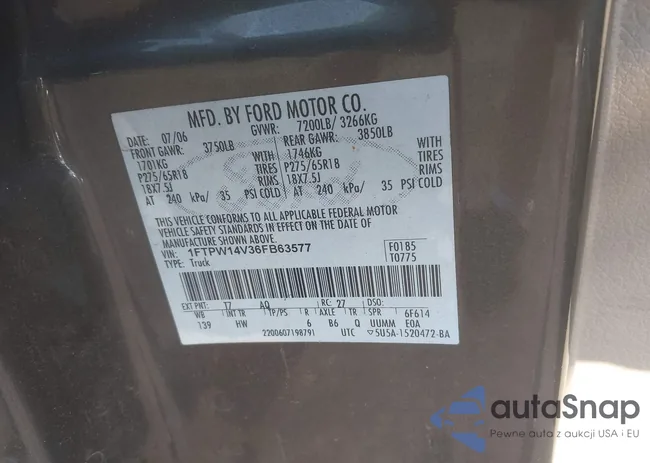 1FTPW14V36FB63577: 42564105