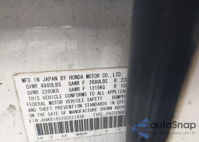 JH4KB16525C011436: 42563223