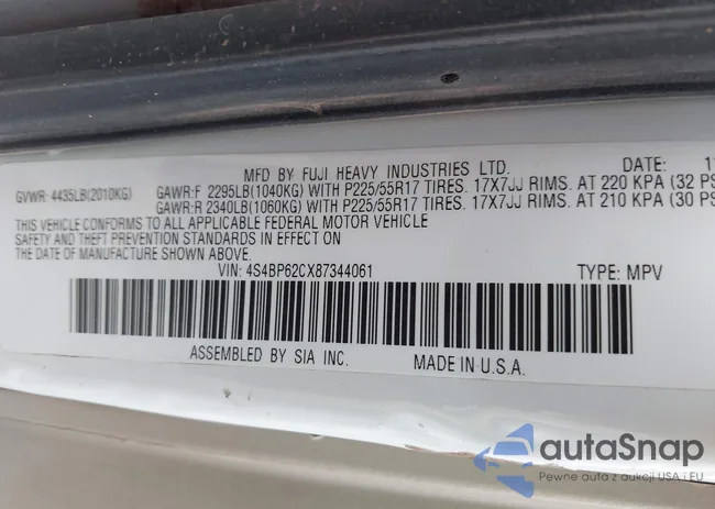 4S4BP62CX87344061: 42563490