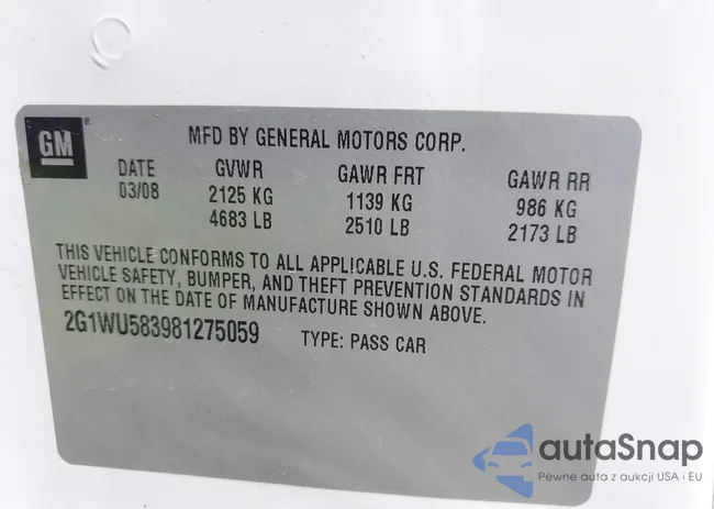 2G1WU583981275059: 42563500