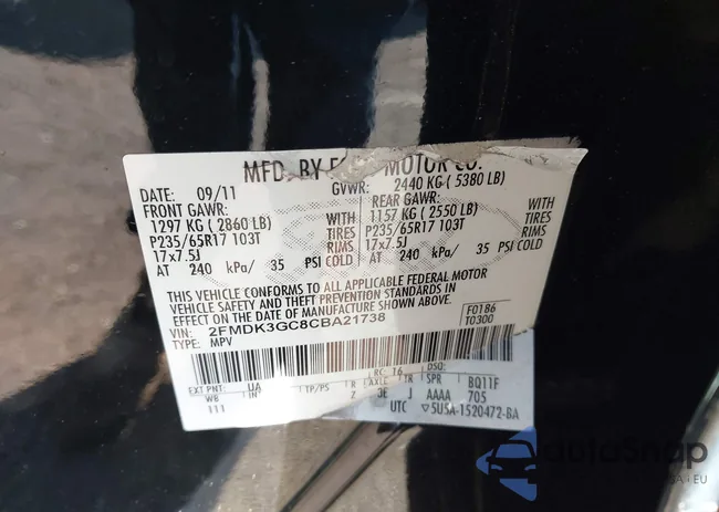 2FMDK3GC8CBA21738: 42564692