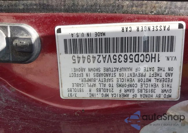 1HGCD5635VA249445: 42564795