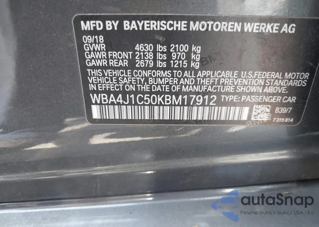 WBA4J1C50KBM17912: 42565017