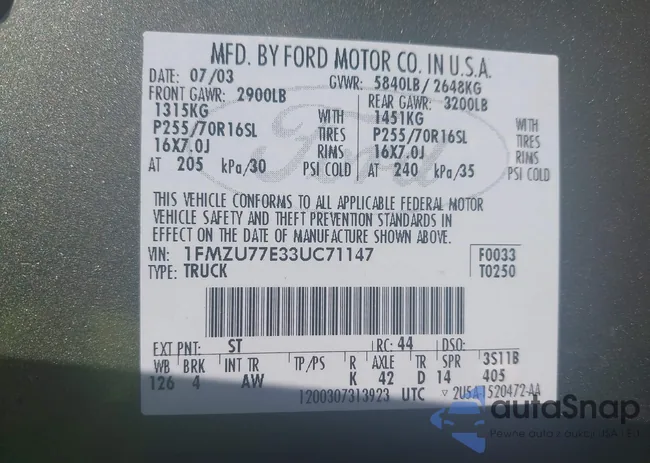 1FMZU77E33UC71147: 42564210