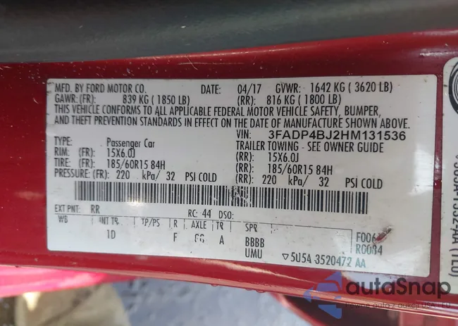 3FADP4BJ2HM131536: 42564234