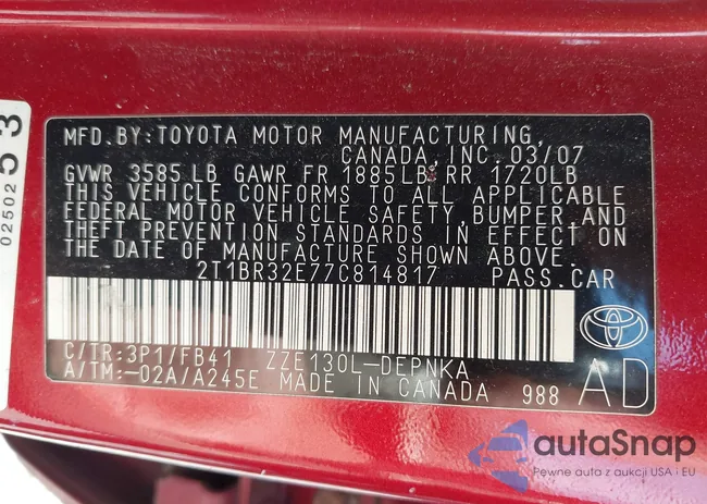 2T1BR32E77C814817: 42564262