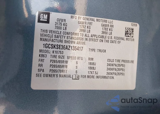 1GCSKSE36AZ135417: 42565572