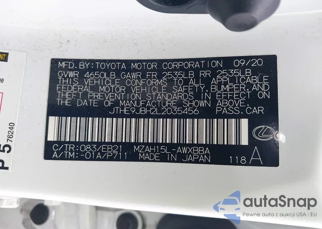 JTHE9JBH2L2035456: 42565742