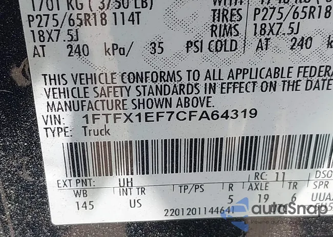 1FTFX1EF7CFA64319: 42565910