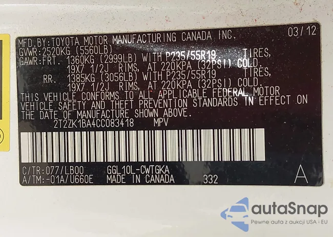 2T2ZK1BA4CC083418: 42565965