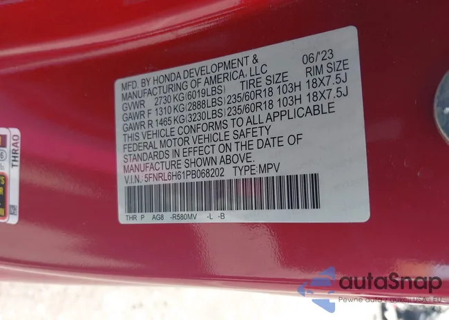 5FNRL6H61PB068202: 42565134