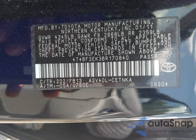 4T4BF3EK3BR170840: 42566757