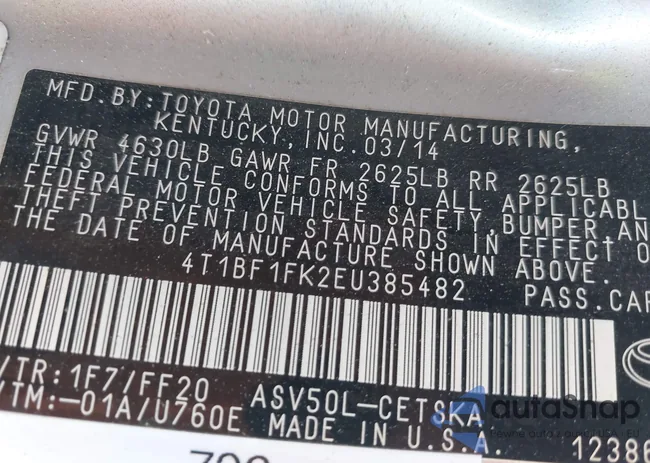 4T1BF1FK2EU385482: 42567006