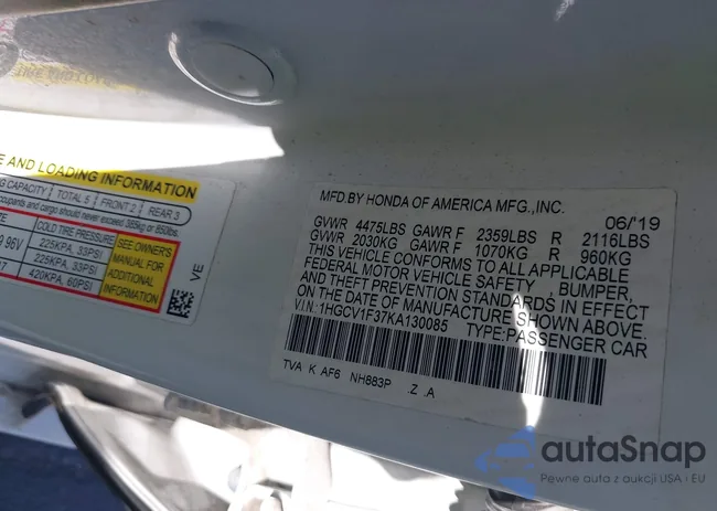 1HGCV1F37KA130085: 42566477