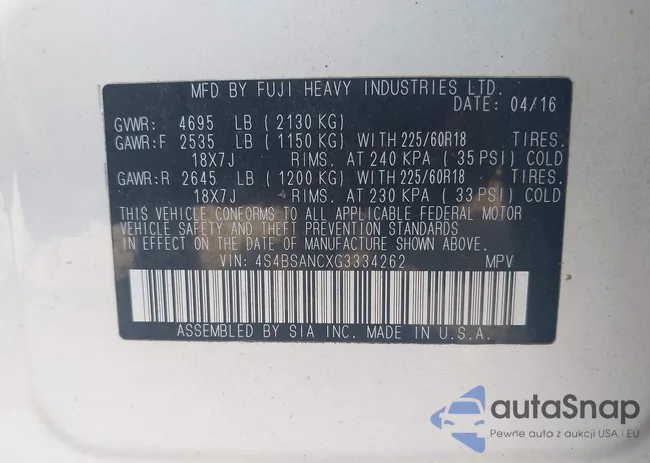 4S4BSANCXG3334262: 42567520