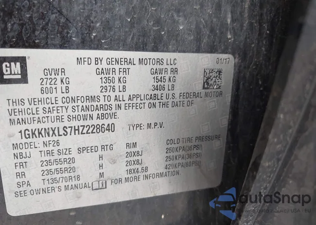 1GKKNXLS7HZ228640: 42567563