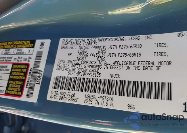 5TFDY5F10KX848185: 42567570