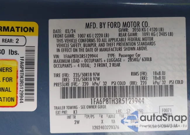 1FA6P8TH3R5129944: 42567612