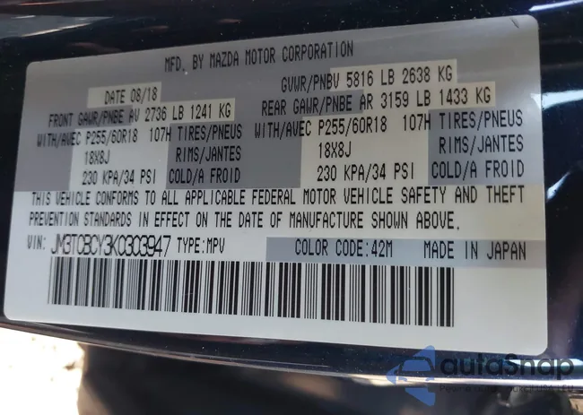 JM3TCBCY3K0303947: 42567701