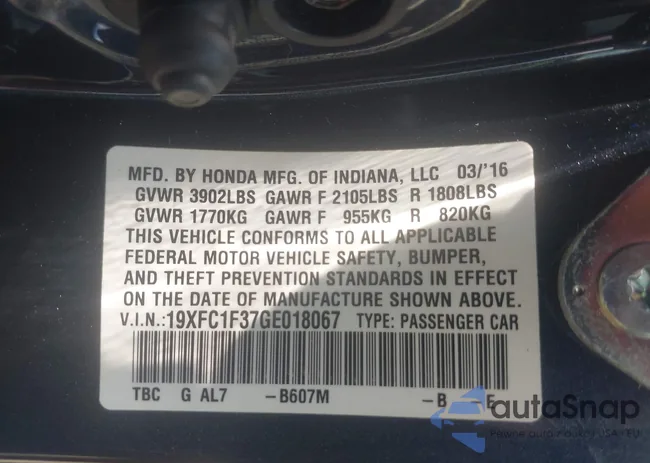 19XFC1F37GE018067: 42567897