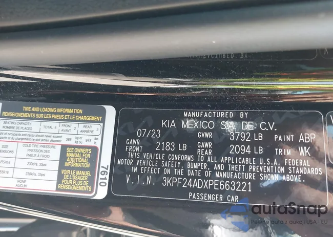 3KPF24ADXPE663221: 42567905