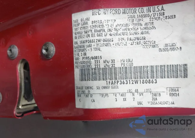 1FAFP36312W180863: 42567177