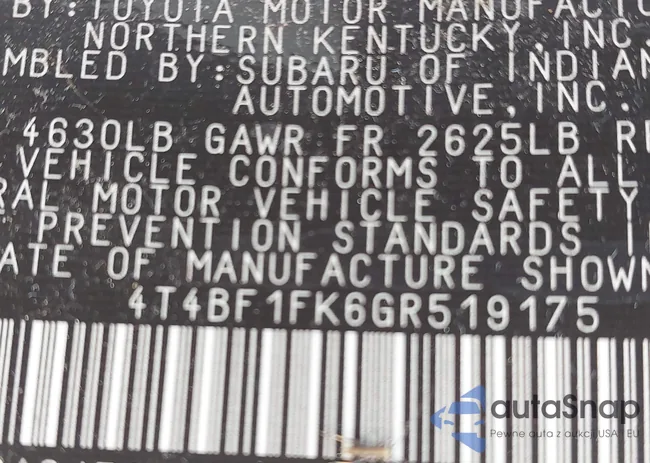 4T4BF1FK6GR519175: 42567396