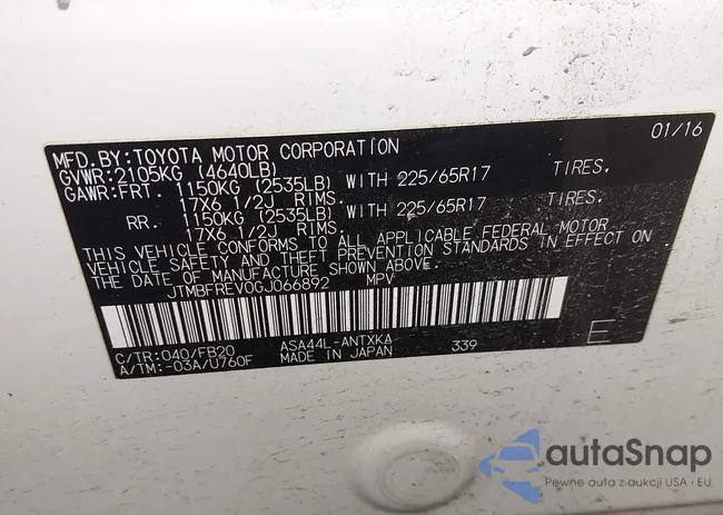 JTMBFREV0GJ066892: 42567410