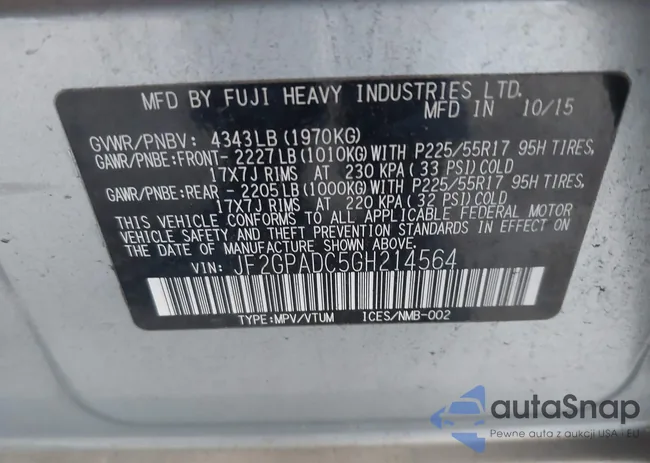 JF2GPADC5GH214564: 42567468