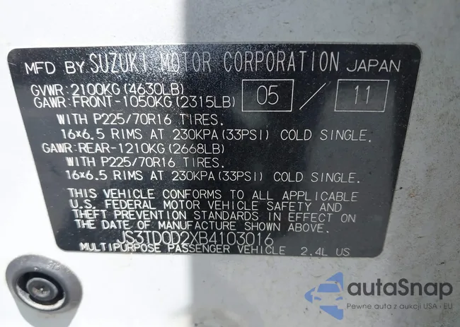 JS3TD0D2XB4103016: 42568549