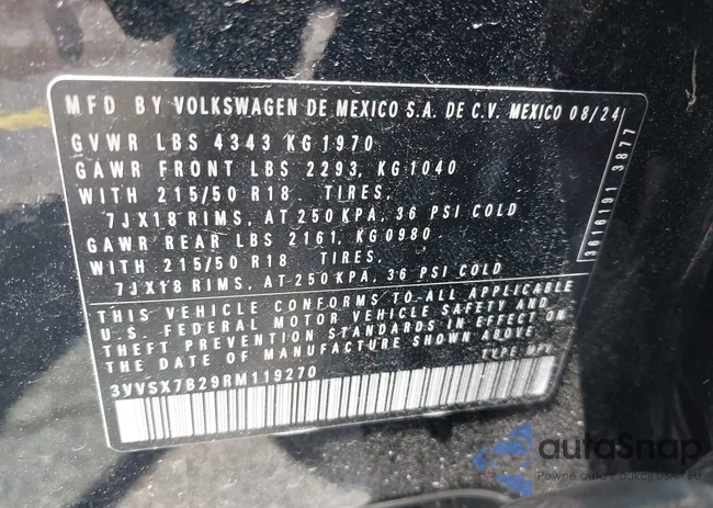 3VVSX7B29RM119270: 42568617