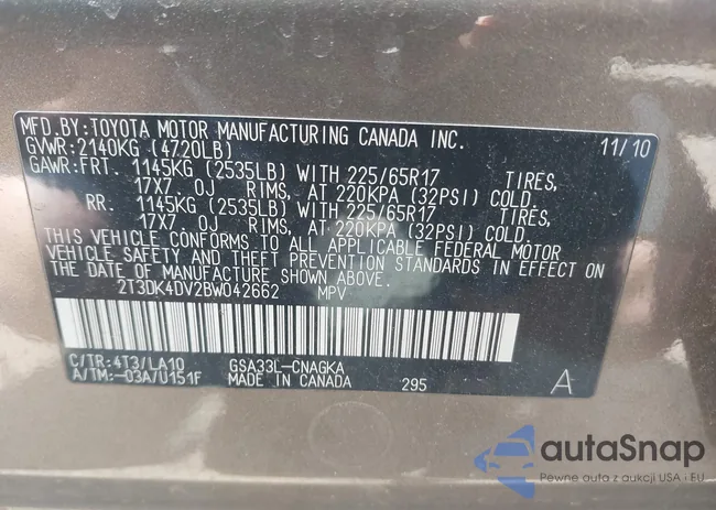 2T3DK4DV2BW042662: 42568646