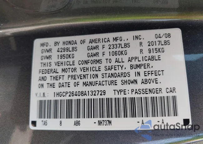 1HGCP26408A132729: 42568360