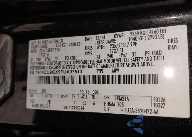 1FMCU9GX9FUA97513: 42569599