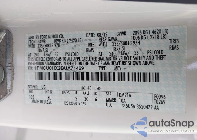 1FMCU0HX2DUA71469: 42569907