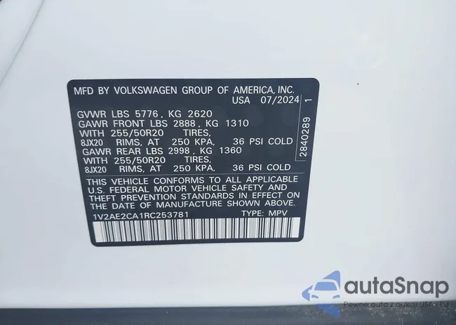 1V2AE2CA1RC253781: 42570024