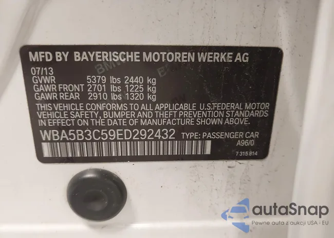 WBA5B3C59ED292432: 42570507