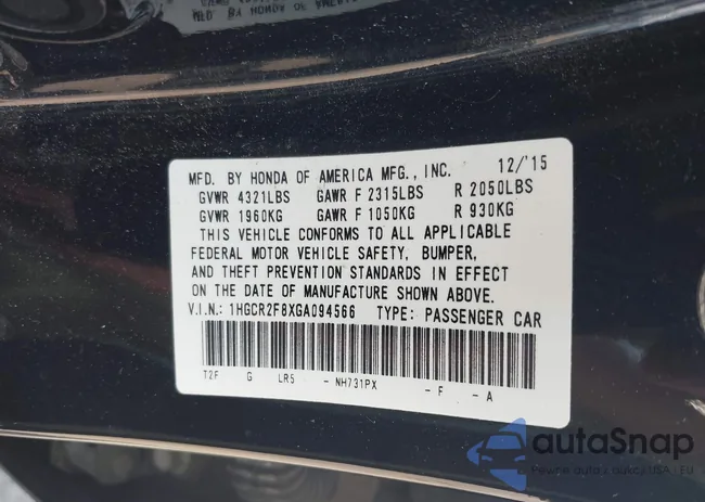 1HGCR2F8XGA094566: 42570812