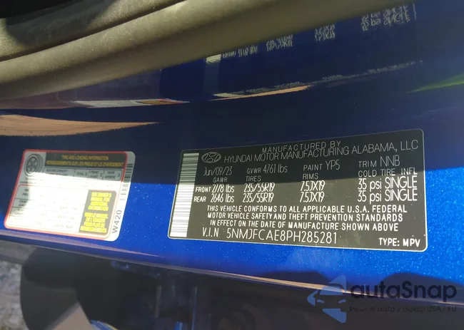 5NMJFCAE8PH285281: 42570863