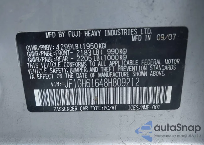 JF1GH61648H809212: 42571014