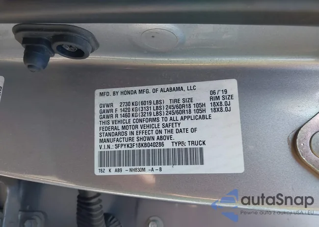 5FPYK3F18KB040286: 42570300