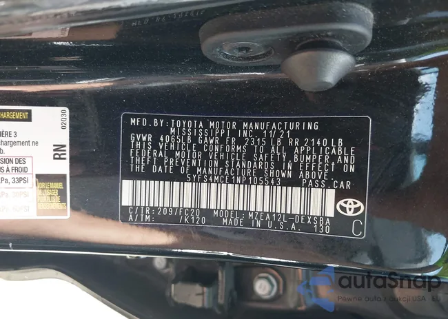 5YFS4MCE1NP105543: 42570331