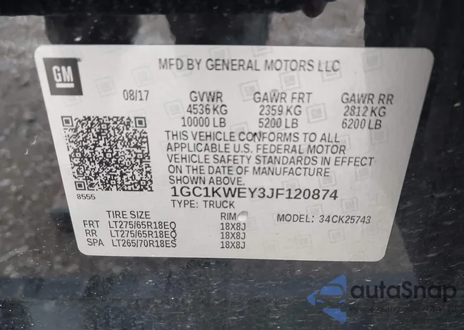 1GC1KWEY3JF120874: 42570333