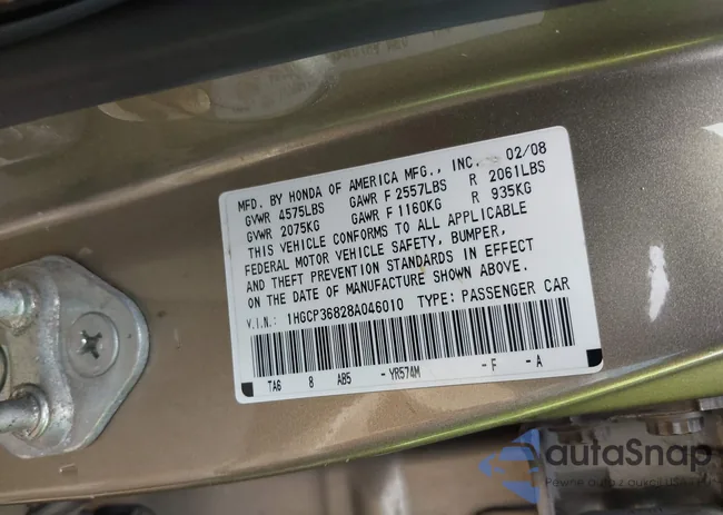 1HGCP36828A046010: 42570339