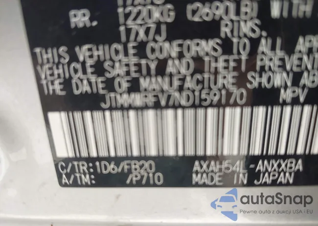 JTMMWRFV7ND159170: 42570427