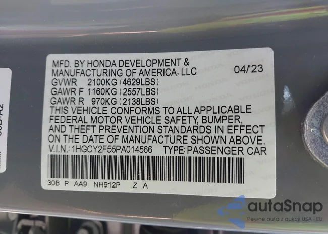 1HGCY2F55PA014566: 42570464