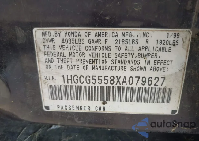 1HGCG5558XA079627: 42570485